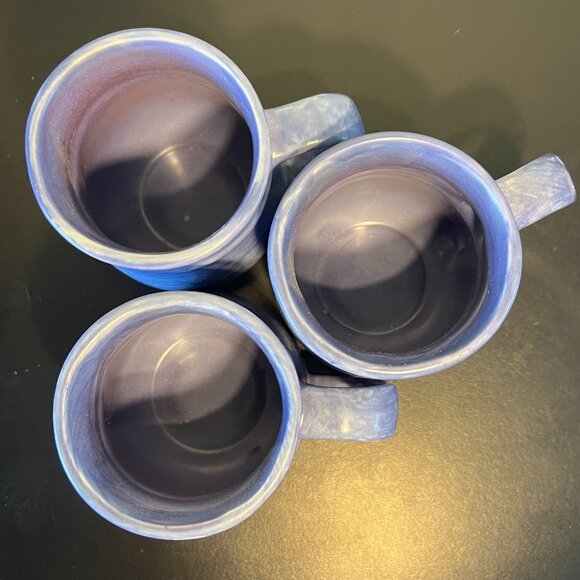 Set of 3 PFALTZGRAFF Stonewash Blue Ribbed Stoneware Mugs ~ Crafted in Mexico - Picture 6 of 9